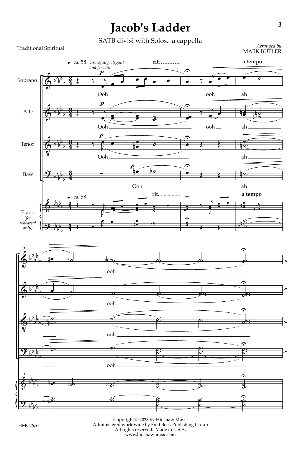 Mark Butler Jacob's Ladder sheet music notes and chords arranged for Choir