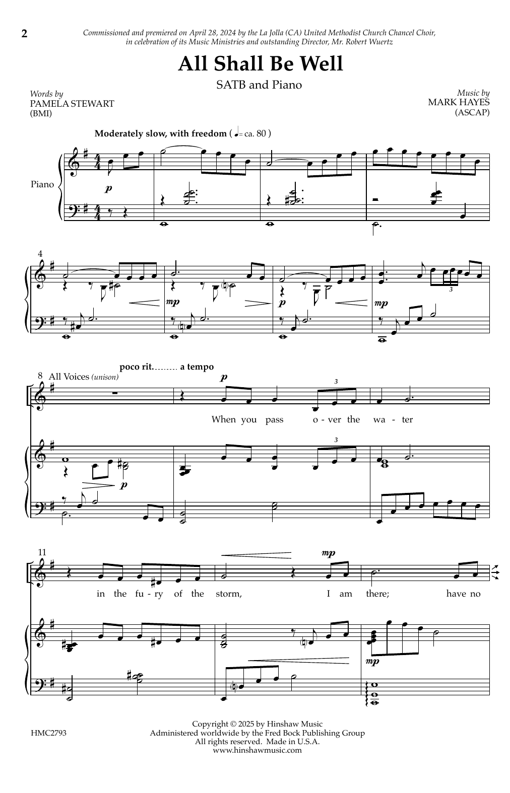 Mark Hayes All Shall Be Well sheet music notes and chords arranged for SATB Choir