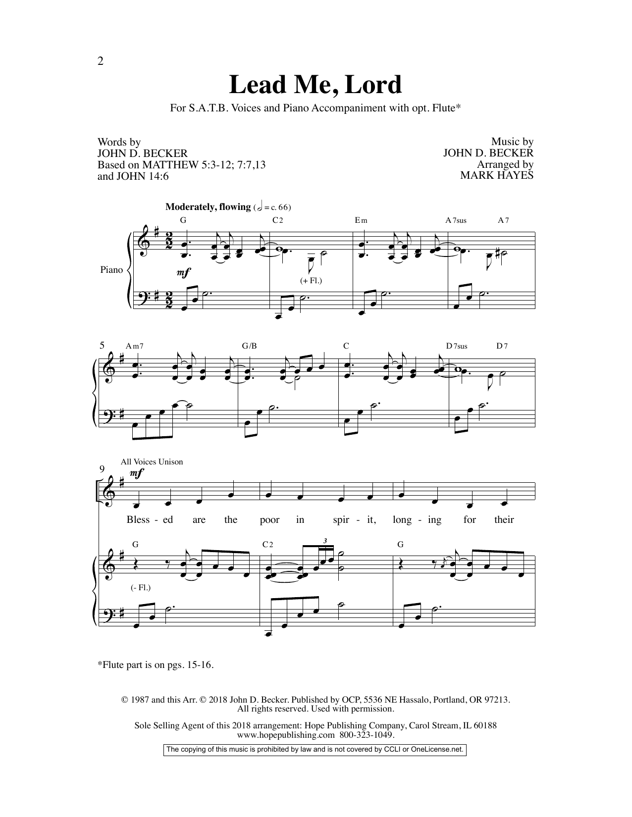 Mark Hayes Lead Me, Lord sheet music notes and chords arranged for SATB Choir