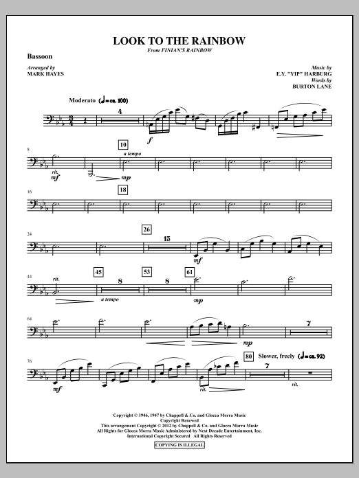 Mark Hayes Look To The Rainbow - Bassoon sheet music notes and chords arranged for Choir Instrumental Pak