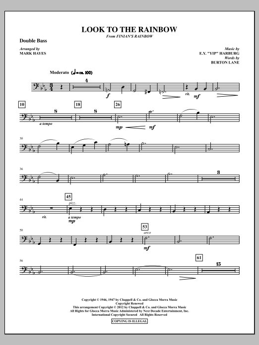 Mark Hayes Look To The Rainbow - Double Bass sheet music notes and chords arranged for Choir Instrumental Pak