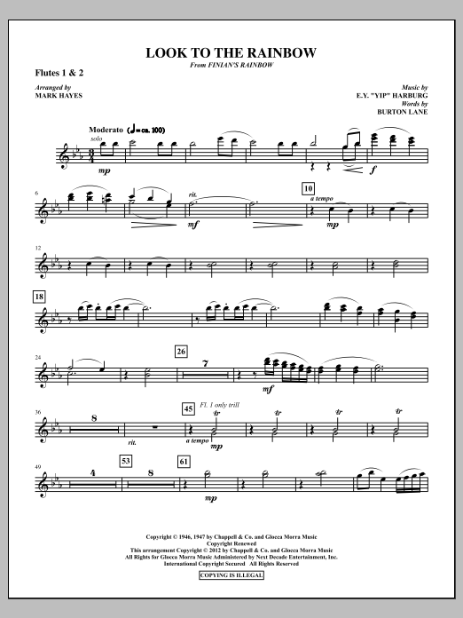 Mark Hayes Look To The Rainbow - Flute 1 & 2 sheet music notes and chords arranged for Choir Instrumental Pak