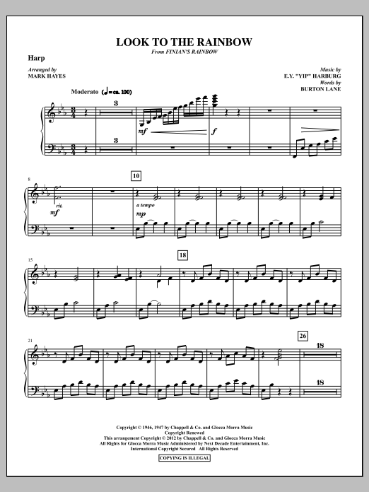 Mark Hayes Look To The Rainbow - Harp sheet music notes and chords arranged for Choir Instrumental Pak