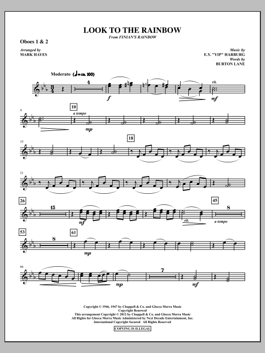 Mark Hayes Look To The Rainbow - Oboe 1 & 2 sheet music notes and chords arranged for Choir Instrumental Pak