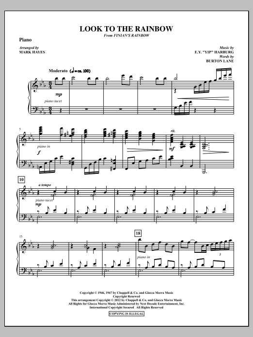 Mark Hayes Look To The Rainbow - Piano sheet music notes and chords arranged for Choir Instrumental Pak