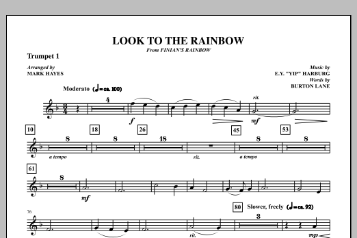 Mark Hayes Look To The Rainbow - Trumpet 1 sheet music notes and chords arranged for Choir Instrumental Pak