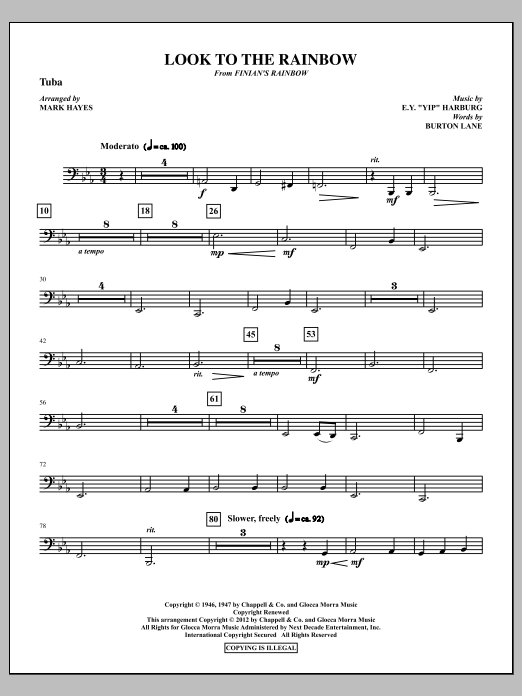 Mark Hayes Look To The Rainbow - Tuba sheet music notes and chords arranged for Choir Instrumental Pak