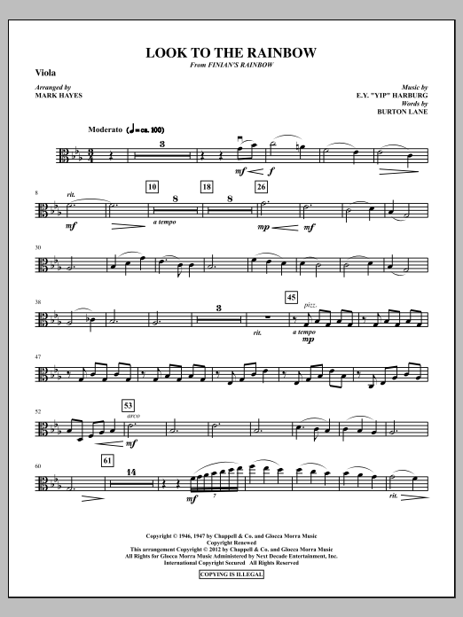 Mark Hayes Look To The Rainbow - Viola sheet music notes and chords arranged for Choir Instrumental Pak