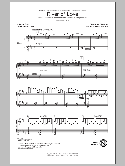 Mark Hayes River Of Love sheet music notes and chords arranged for SATB Choir