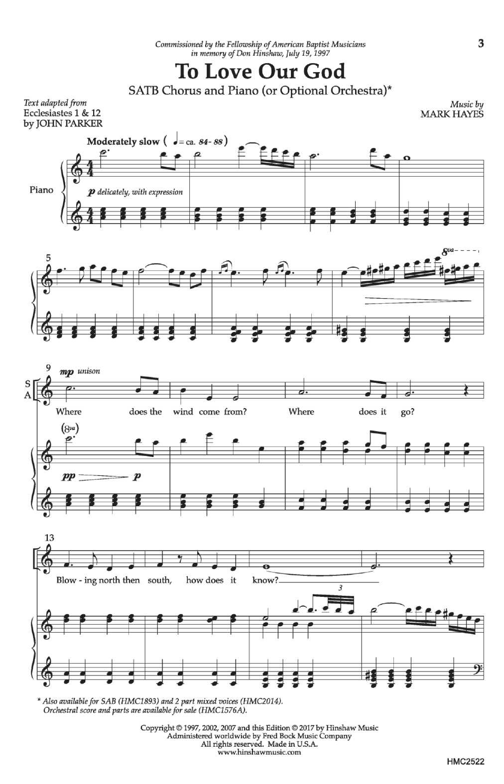 Mark Hayes To Love Our God sheet music notes and chords arranged for SATB Choir