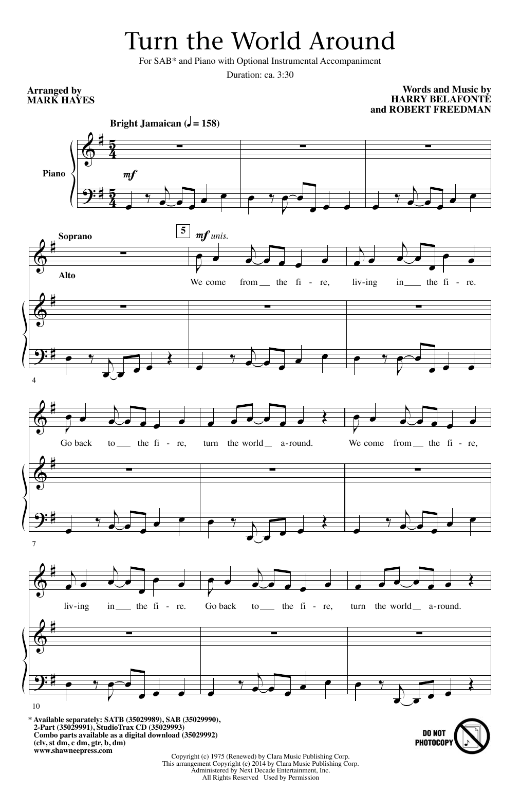 Mark Hayes Turn The World Around sheet music notes and chords arranged for SATB Choir