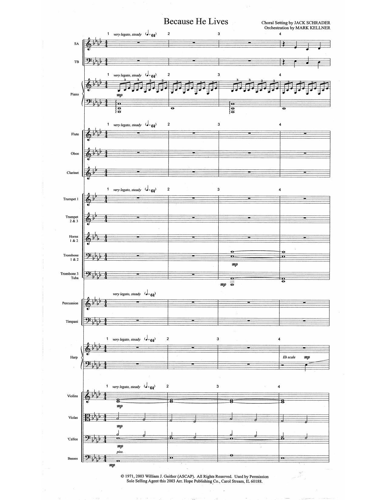 Mark Kellner Because He Lives - Full Score sheet music notes and chords arranged for Choir Instrumental Pak