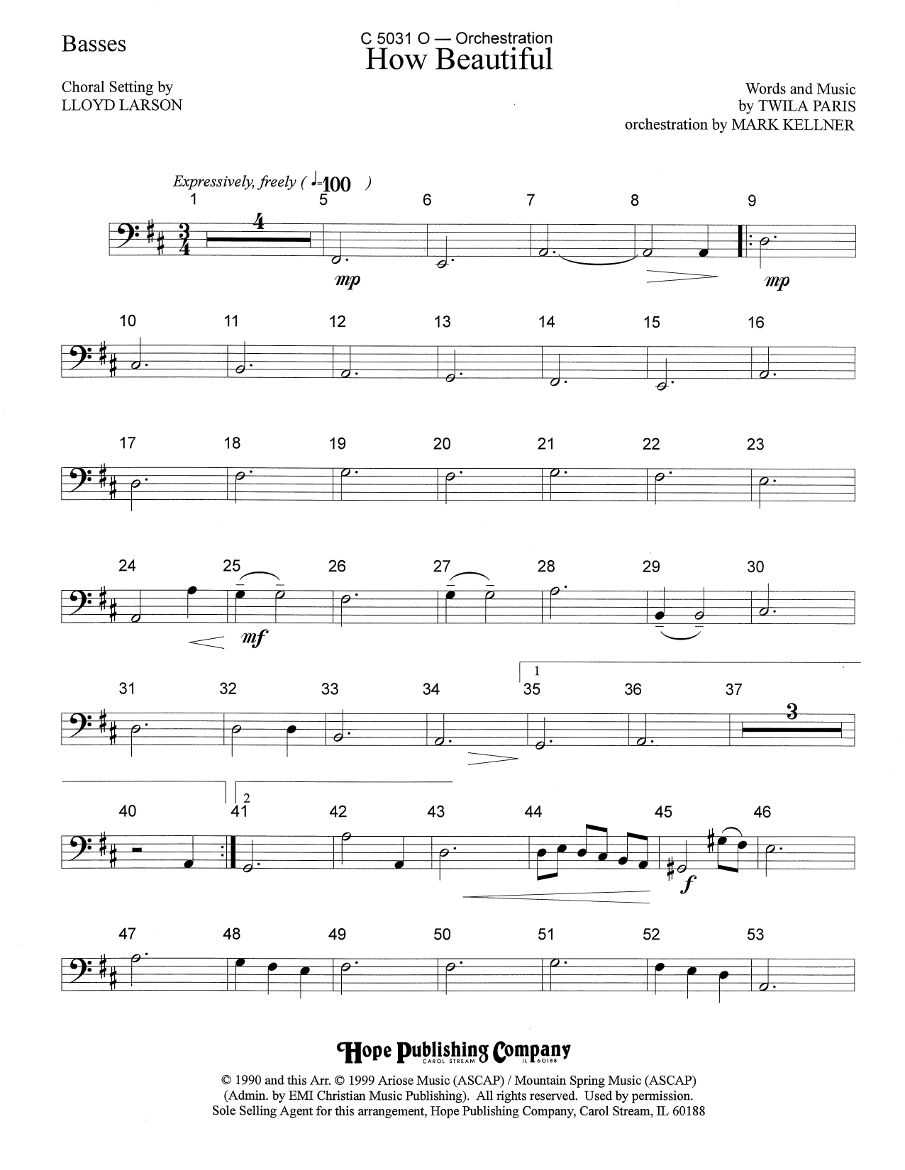 Mark Kellner How Beautiful - Bass sheet music notes and chords arranged for Choir Instrumental Pak