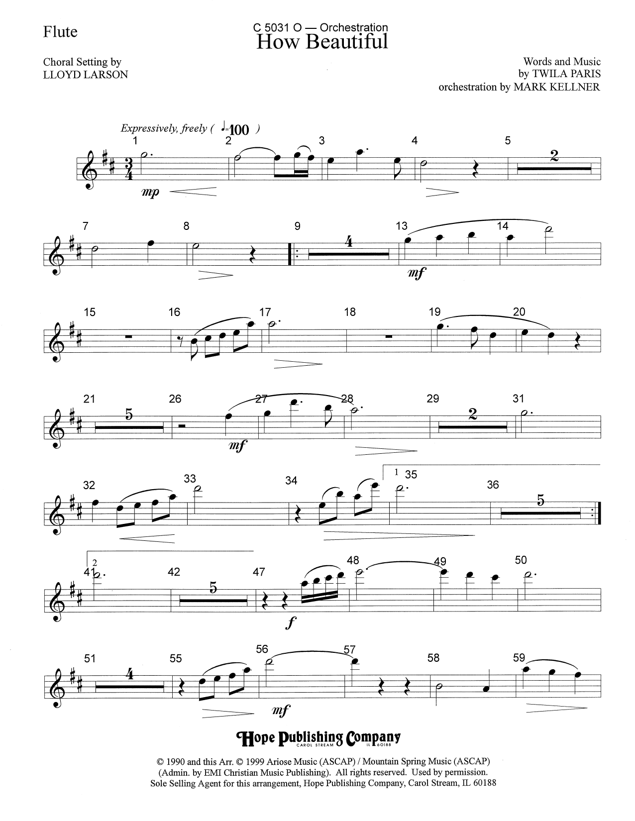 Mark Kellner How Beautiful - Flute sheet music notes and chords arranged for Choir Instrumental Pak