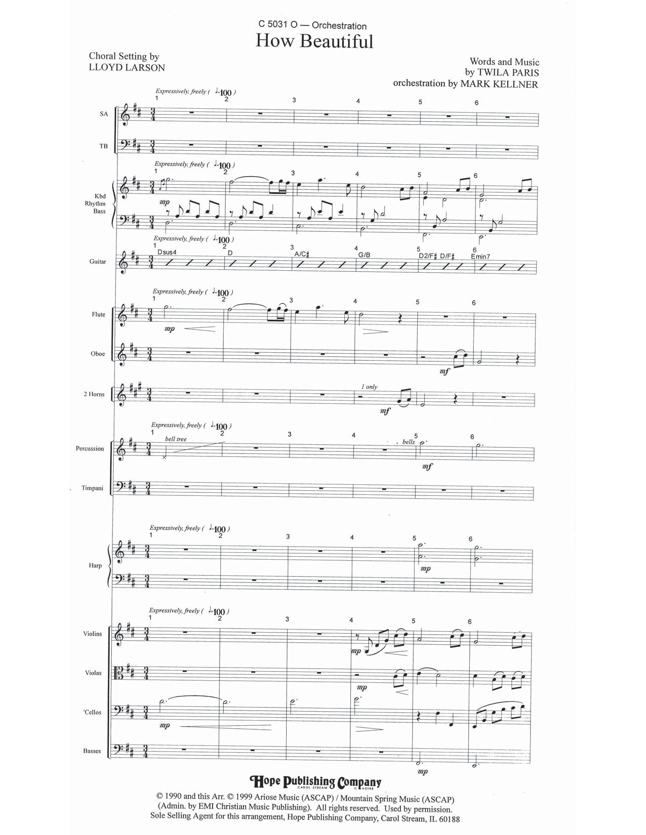 Mark Kellner How Beautiful - Full Score sheet music notes and chords arranged for Choir Instrumental Pak