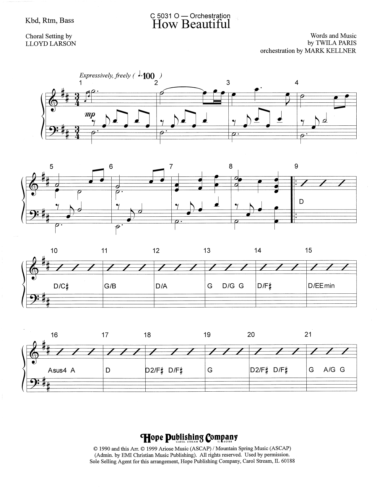 Mark Kellner How Beautiful - Rhythm sheet music notes and chords arranged for Choir Instrumental Pak