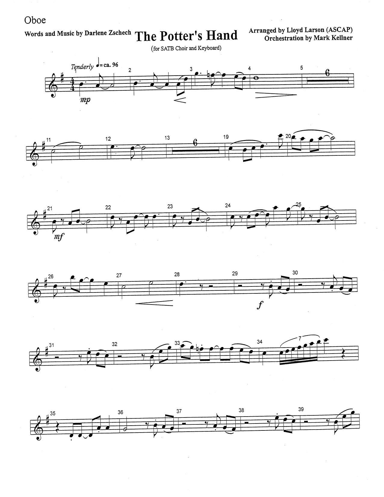 Mark Kellner The Potter's Hand - Oboe sheet music notes and chords arranged for Choir Instrumental Pak