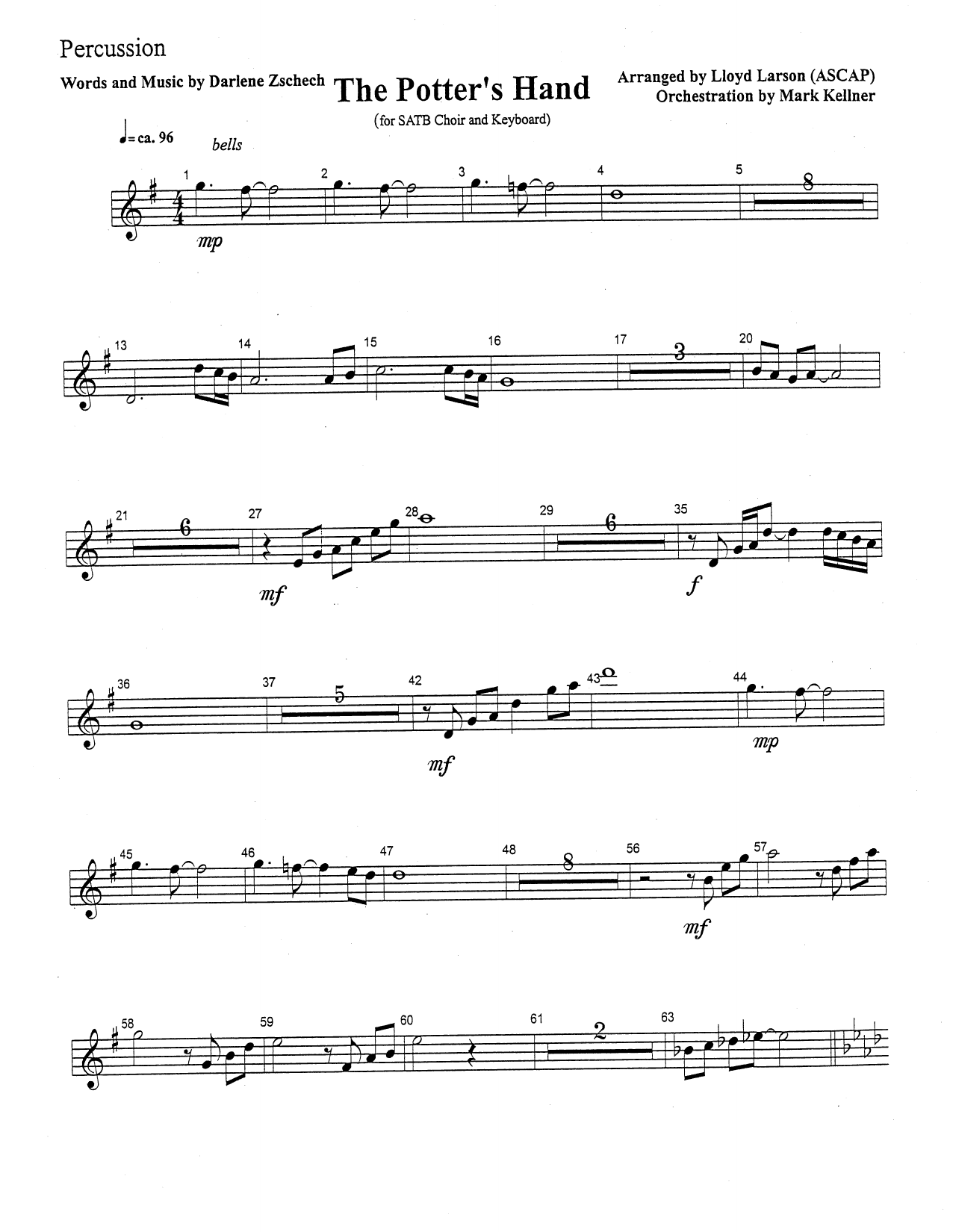 Mark Kellner The Potter's Hand - Percussion sheet music notes and chords arranged for Choir Instrumental Pak