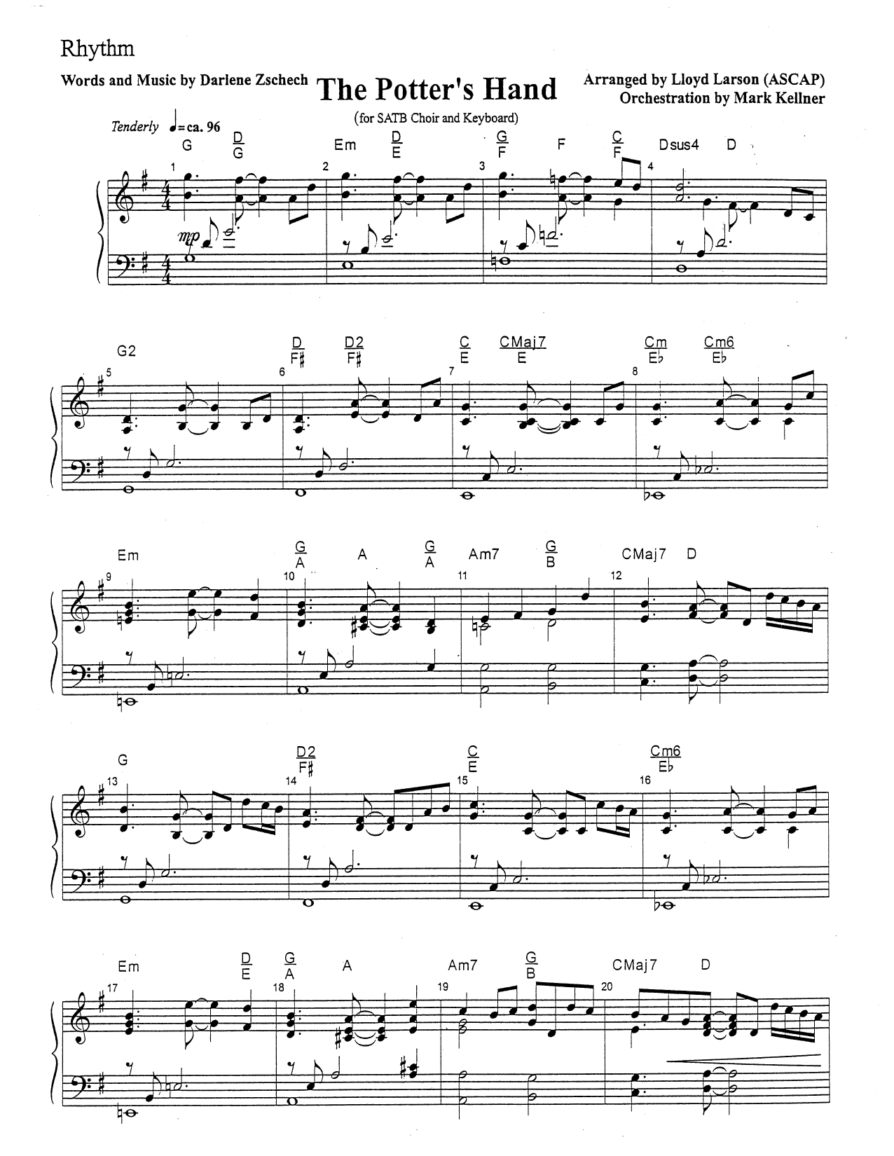 Mark Kellner The Potter's Hand - Rhythm sheet music notes and chords arranged for Choir Instrumental Pak