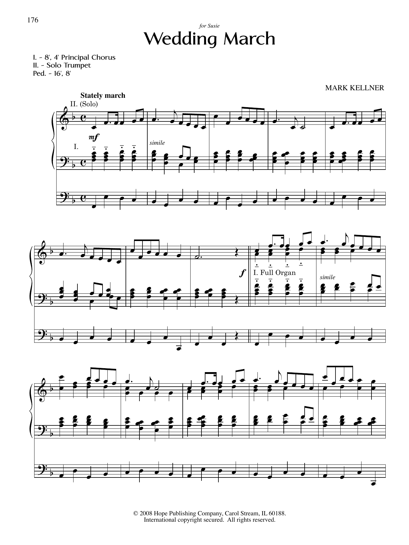 Mark Kellner Wedding March sheet music notes and chords arranged for Organ