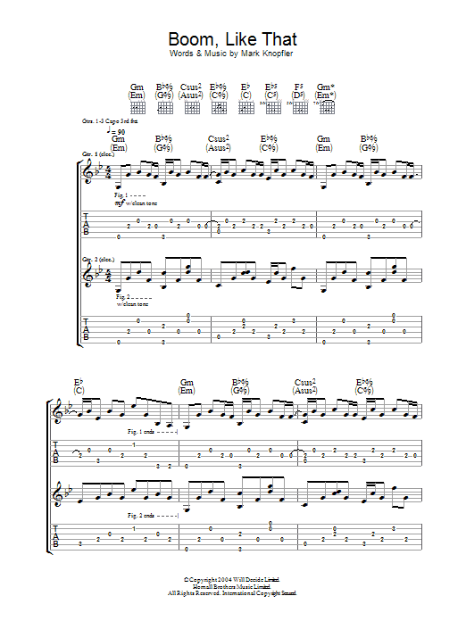 Mark Knopfler Boom, Like That sheet music notes and chords arranged for Guitar Chords/Lyrics