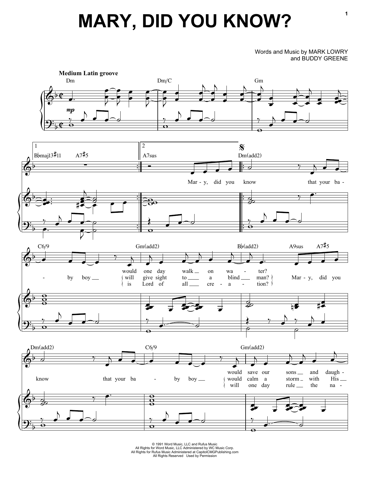 Mark Lowry & Buddy Greene Mary, Did You Know? [Jazz Version] (arr. Brent Edstrom) sheet music notes and chords arranged for Piano & Vocal