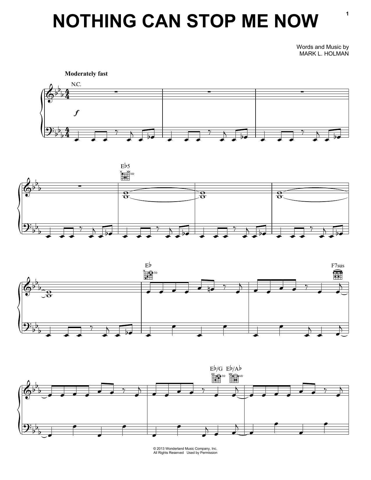 Mark Mancina Nothing Can Stop Me Now sheet music notes and chords arranged for Piano, Vocal & Guitar Chords (Right-Hand Melody)
