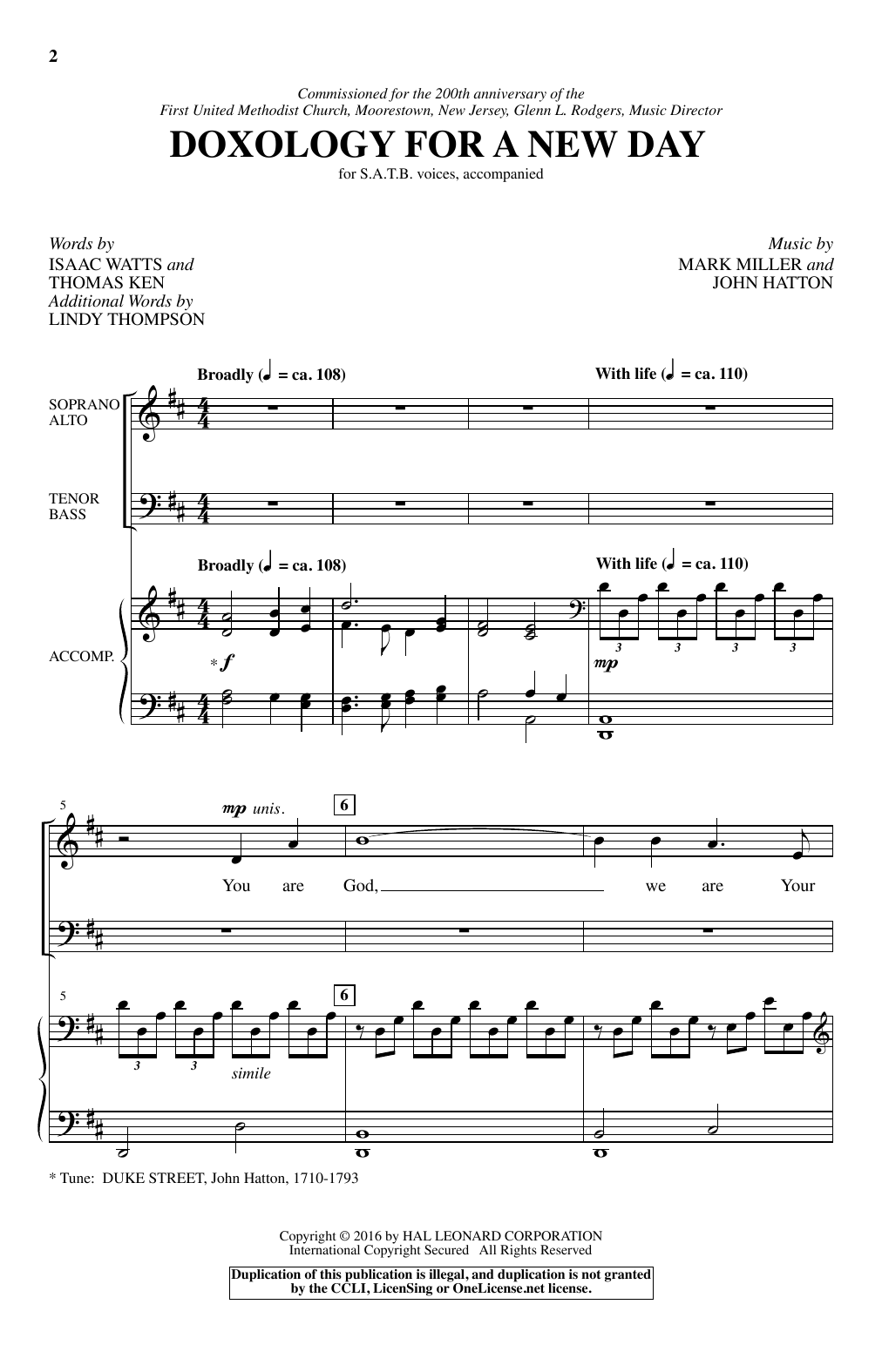 Mark Miller Doxology For A New Day sheet music notes and chords arranged for SATB Choir