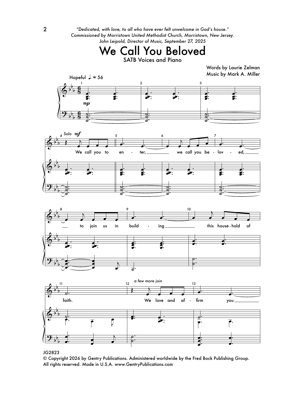Mark Miller We Call You Beloved sheet music notes and chords arranged for SATB Choir