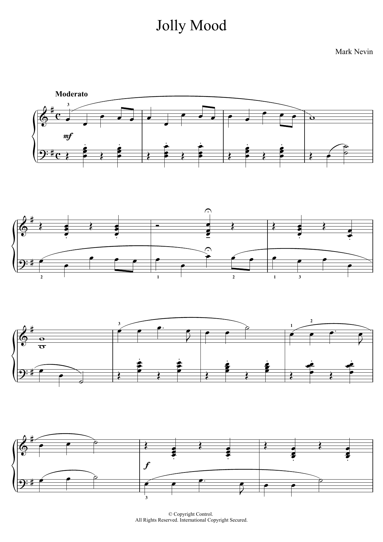 Mark Nevin Jolly Mood sheet music notes and chords arranged for Easy Piano