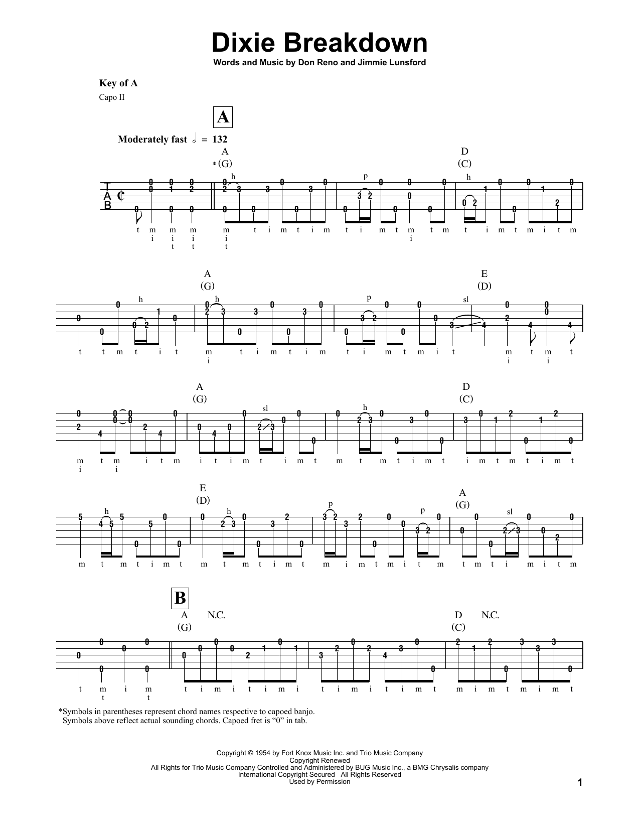 Mark O'Connor Dixie Breakdown sheet music notes and chords arranged for Banjo Tab