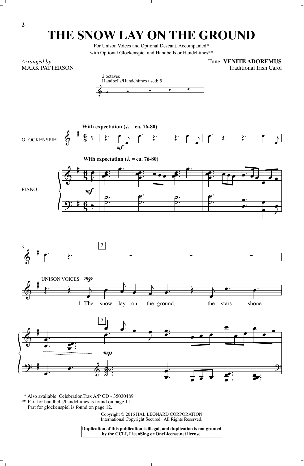 Mark Patterson The Snow Lay On The Ground sheet music notes and chords arranged for Choir