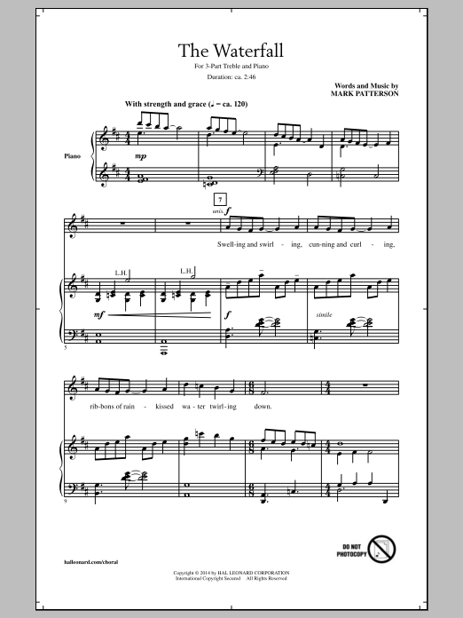 Mark Patterson The Waterfall sheet music notes and chords arranged for 3-Part Treble Choir