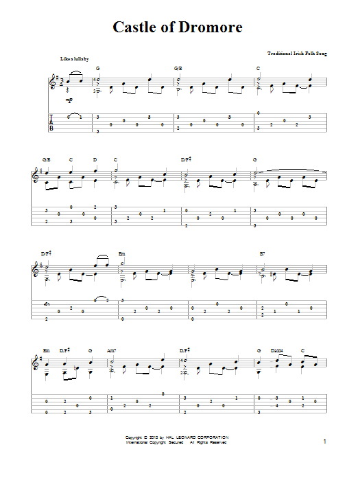 Mark Phillips Castle Of Dromore sheet music notes and chords arranged for Easy Guitar Tab