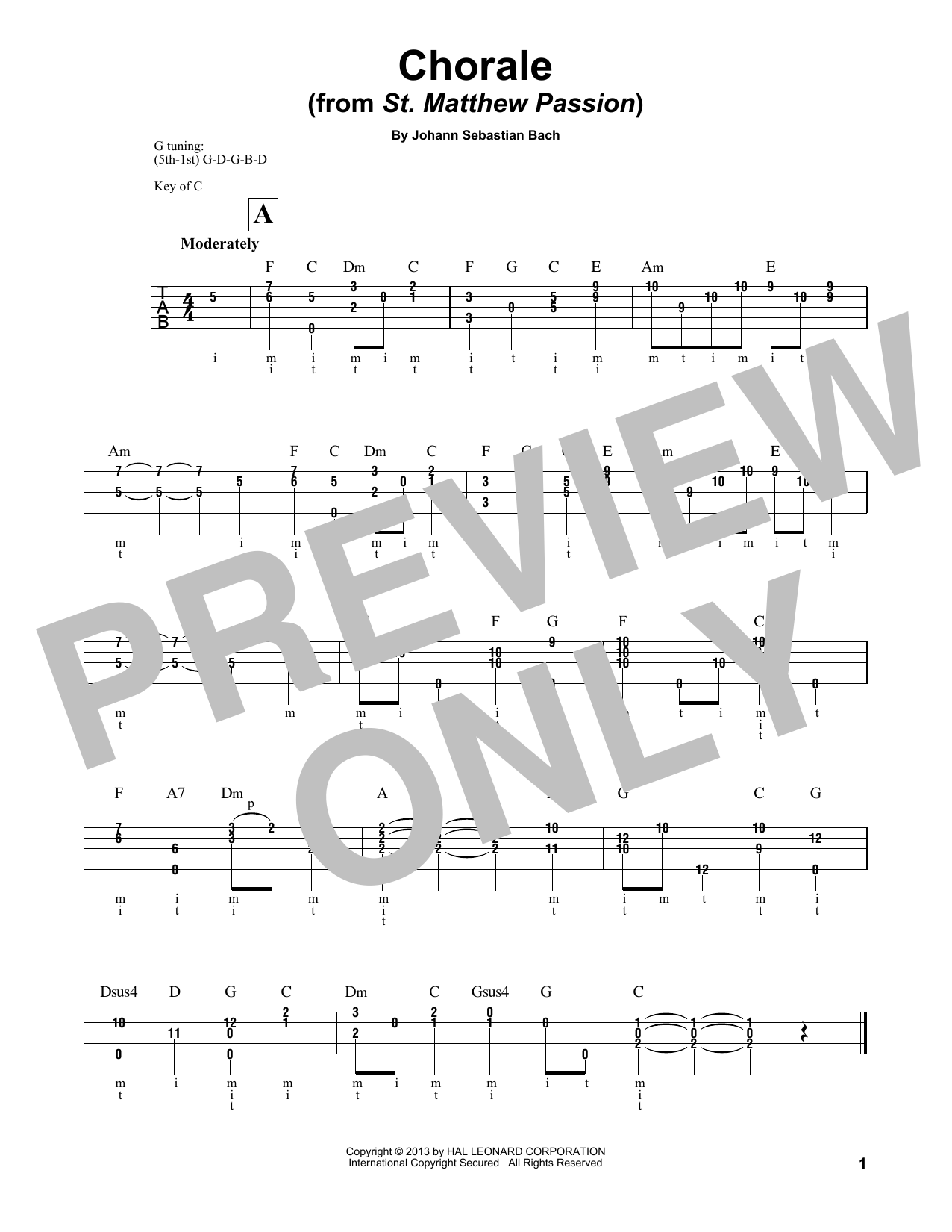 Mark Phillips Chorale sheet music notes and chords arranged for Banjo Tab