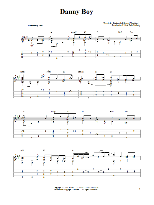 Mark Phillips Danny Boy sheet music notes and chords arranged for Easy Guitar Tab