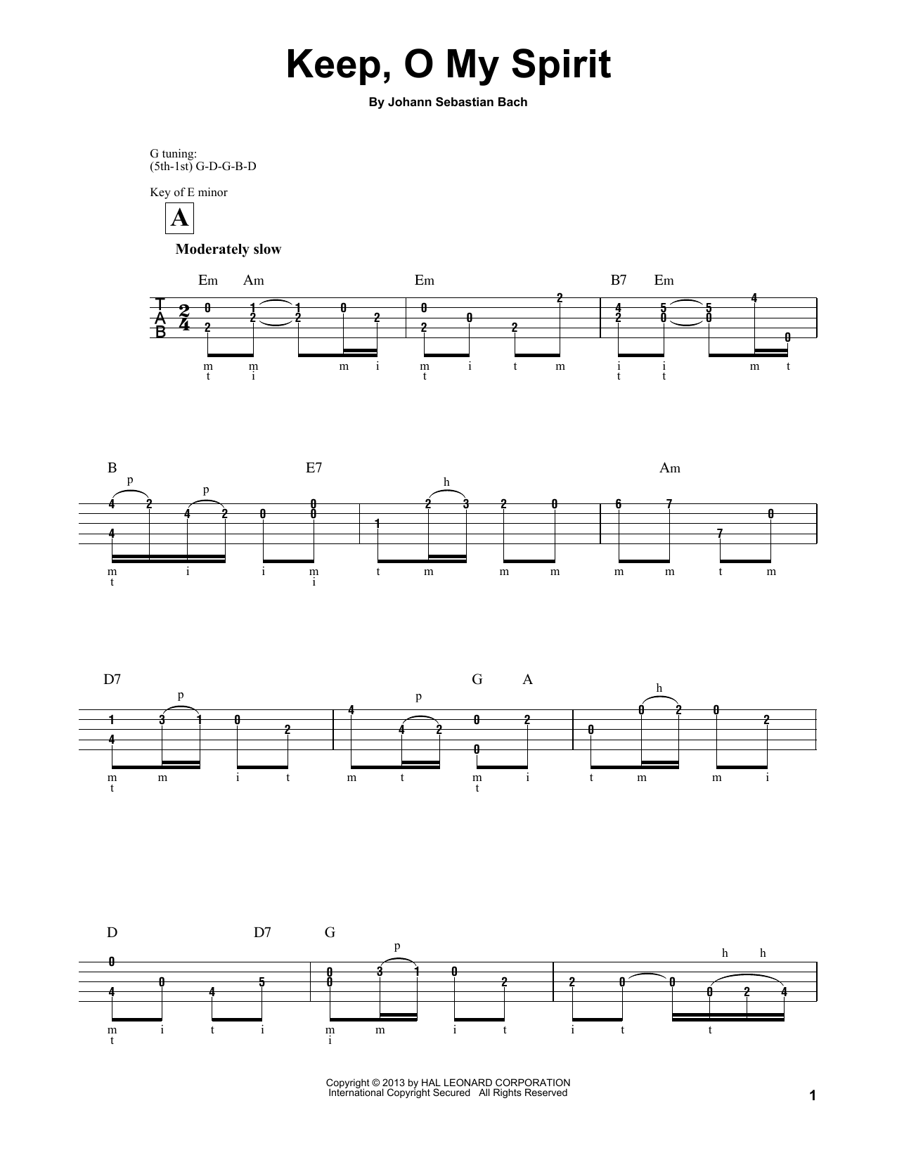 Mark Phillips Keep, O My Spirit sheet music notes and chords arranged for Banjo Tab