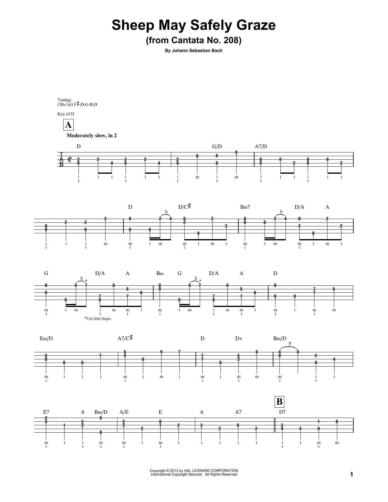 Mark Phillips Sheep May Safely Graze sheet music notes and chords arranged for Banjo Tab