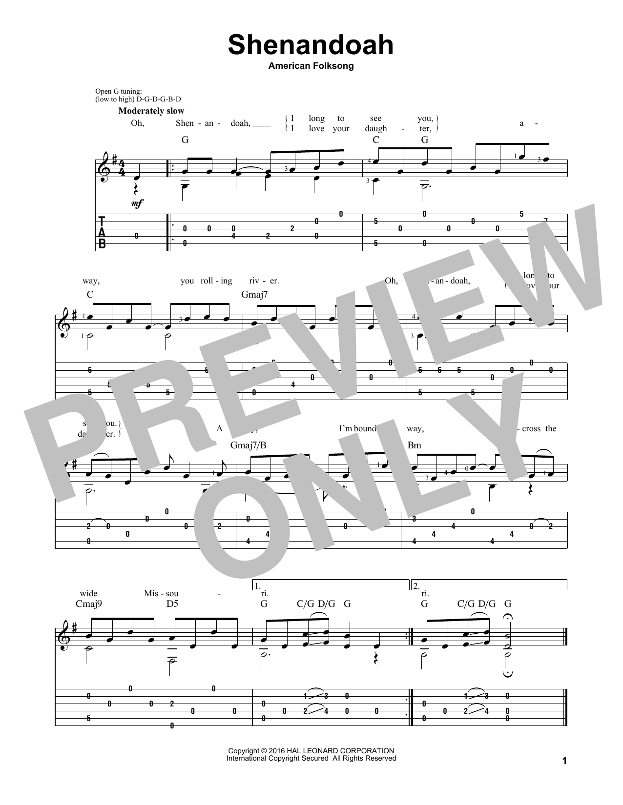 Mark Phillips Shenandoah sheet music notes and chords arranged for Solo Guitar