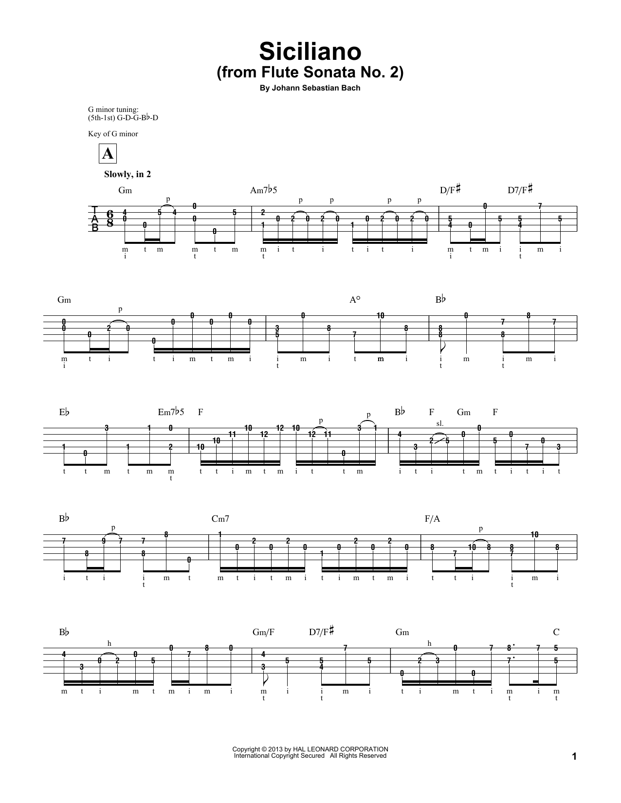 Mark Phillips Siciliano sheet music notes and chords arranged for Banjo Tab