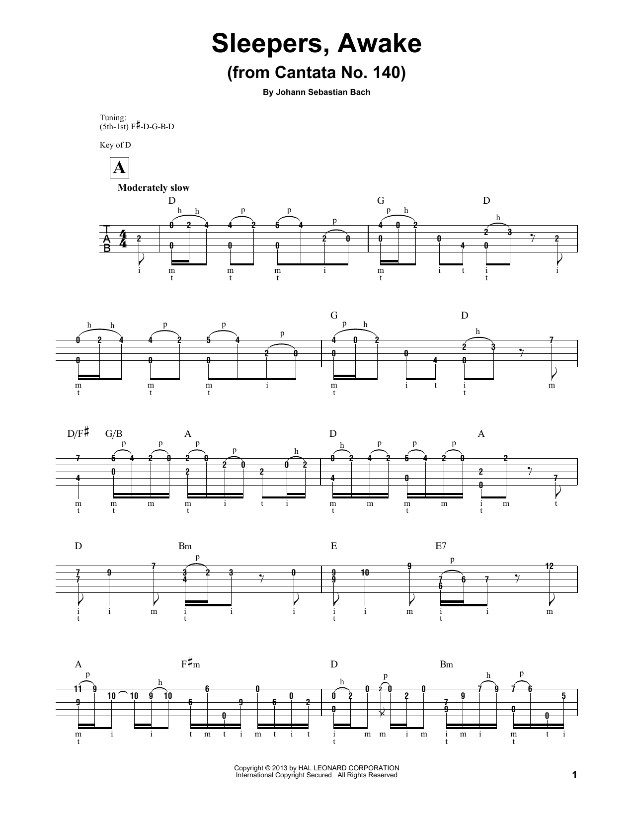 Mark Phillips Sleepers, Awake (Wachet Auf) sheet music notes and chords arranged for Banjo Tab