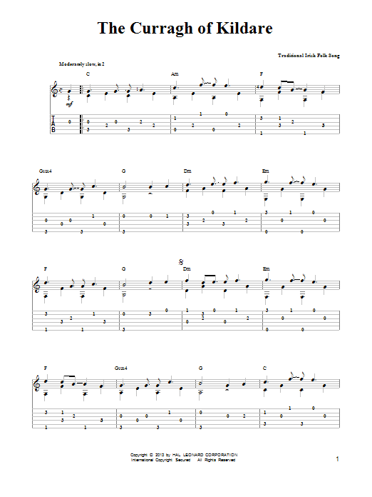 Mark Phillips The Curragh Of Kildare sheet music notes and chords arranged for Easy Guitar Tab