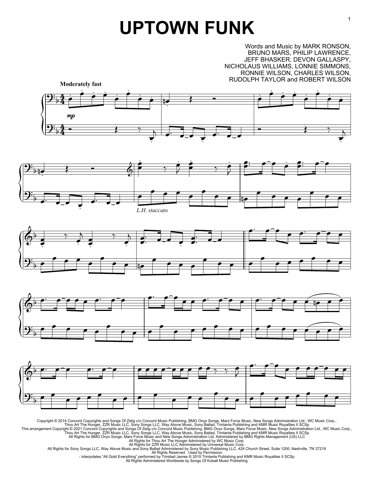 Mark Ronson Uptown Funk (feat. Bruno Mars) [Classical version] sheet music notes and chords arranged for Piano Solo
