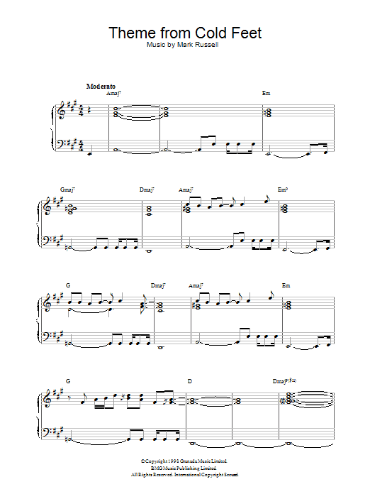 Mark Russell Theme from Cold Feet sheet music notes and chords arranged for Piano Solo
