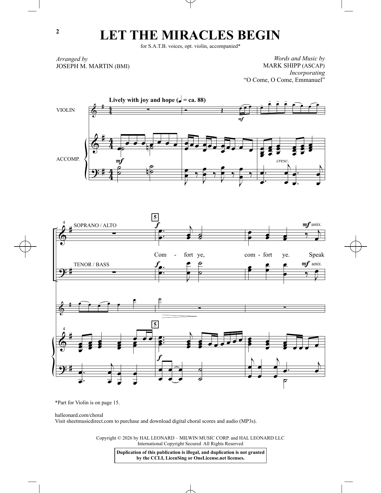 Mark Shipp Let The Miracles Begin (arr. Joseph M. Martin) sheet music notes and chords arranged for SATB Choir
