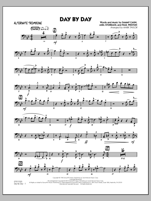 Mark Taylor Day by Day - Alternate Trombone sheet music notes and chords arranged for Jazz Ensemble