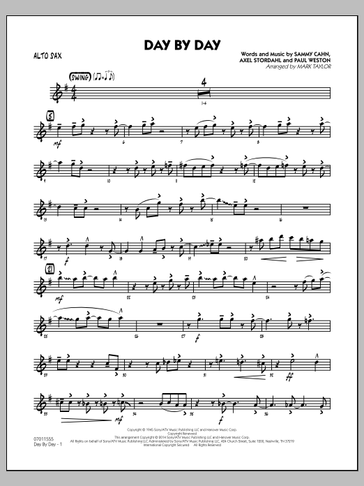 Mark Taylor Day by Day - Alto Sax sheet music notes and chords arranged for Jazz Ensemble