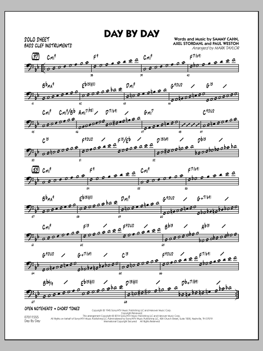 Mark Taylor Day by Day - Bass Clef Solo Sheet sheet music notes and chords arranged for Jazz Ensemble