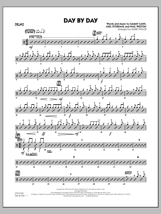 Mark Taylor Day by Day - Drums sheet music notes and chords arranged for Jazz Ensemble