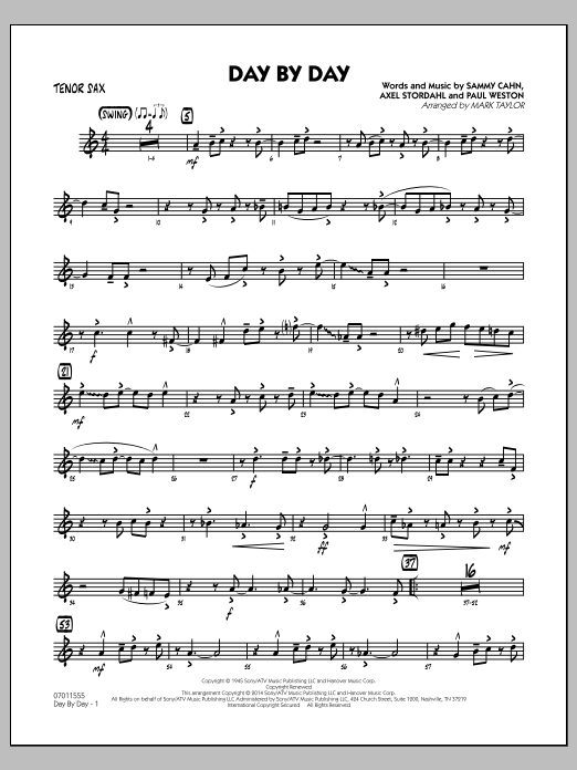 Mark Taylor Day by Day - Tenor Sax sheet music notes and chords arranged for Jazz Ensemble